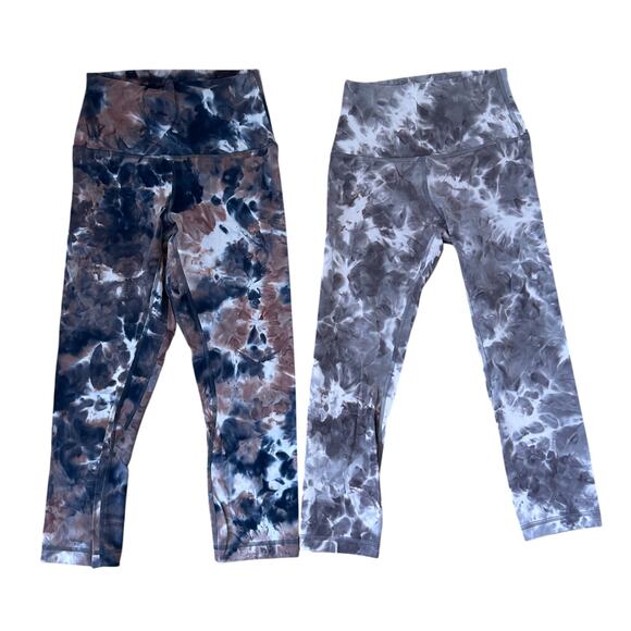 Lululemon Align High-Rise Crop Legging 21" Bundle 2 Pair Womens Size 4 Tie Dye - Picture 1 of 5